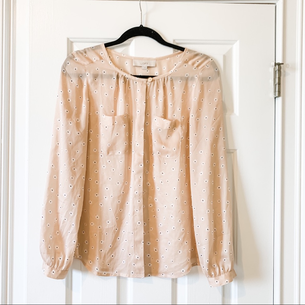 LOFT Light Pink Floral Blouse